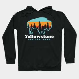 Yellowstone National Park Bison Hiking Travel Hoodie